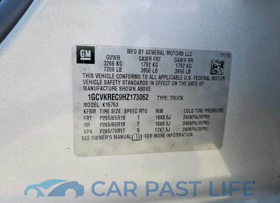 1GCVKREC9HZ173062# 13