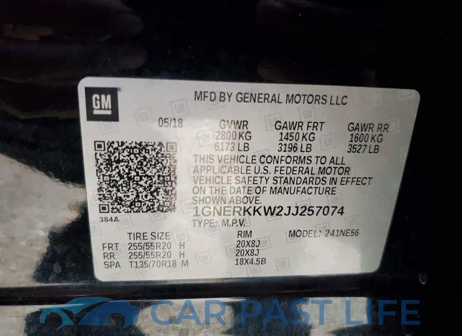 1GNERKKW2JJ257074# 13