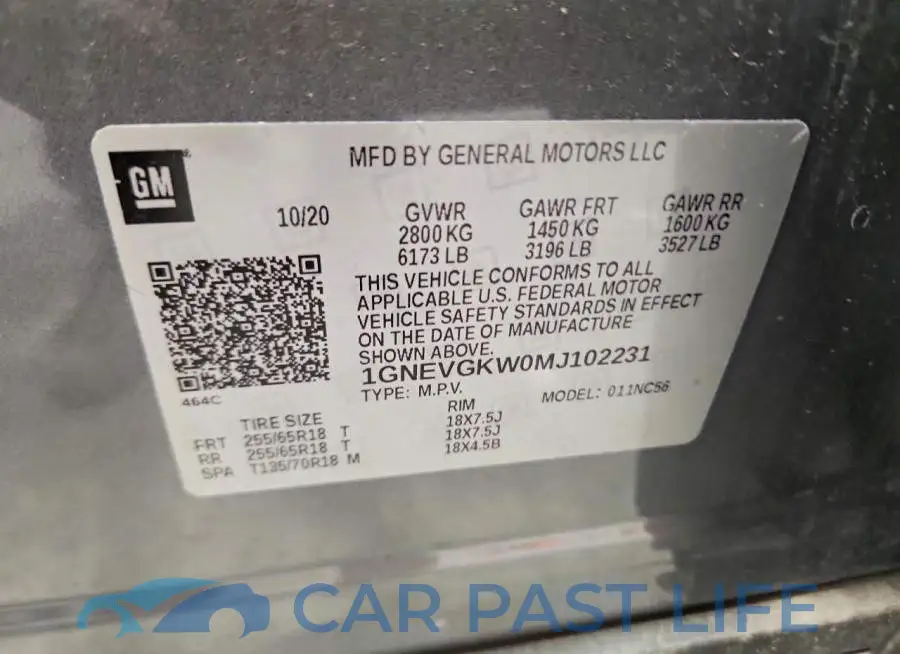 1GNEVGKW0MJ102231# 13