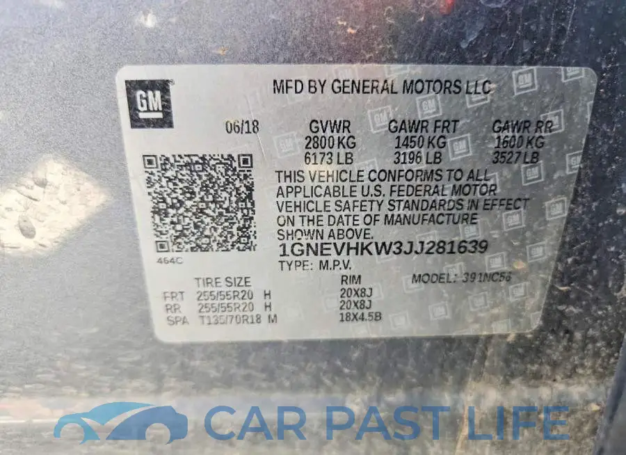 1GNEVHKW3JJ281639# 13