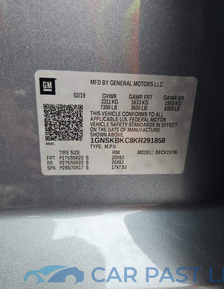 1GNSKBKC8KR291858# 14