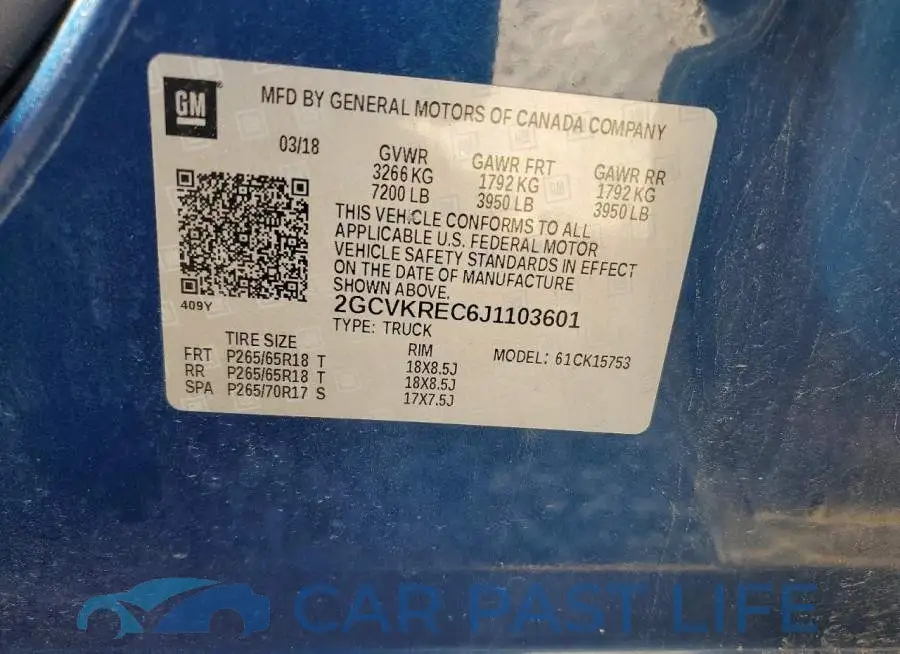 2GCVKREC6J1103601# 12