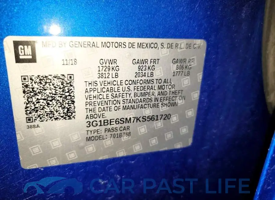3G1BE6SM7KS561720# 13