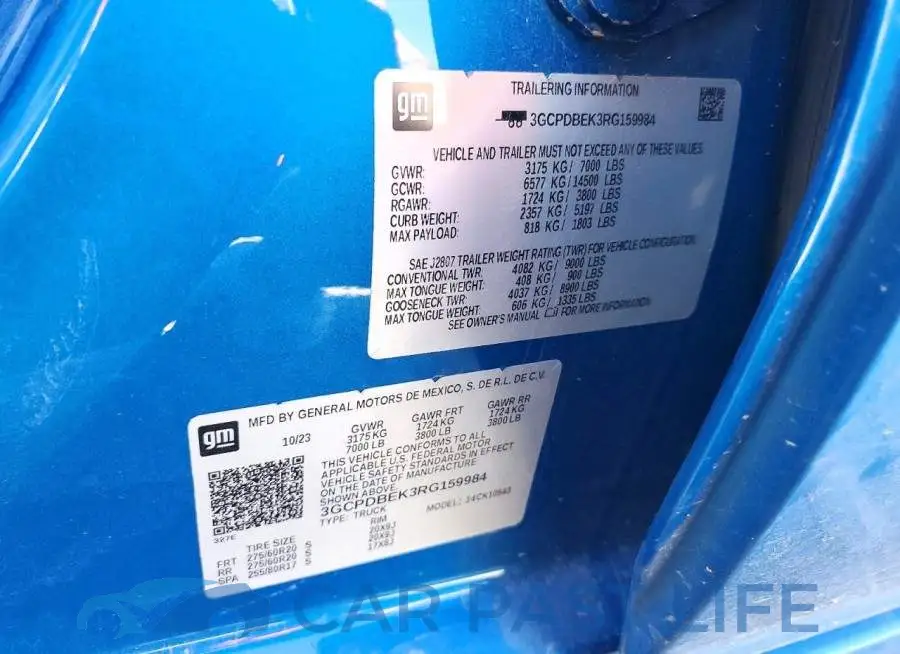 3GCPDBEK3RG159984# 13