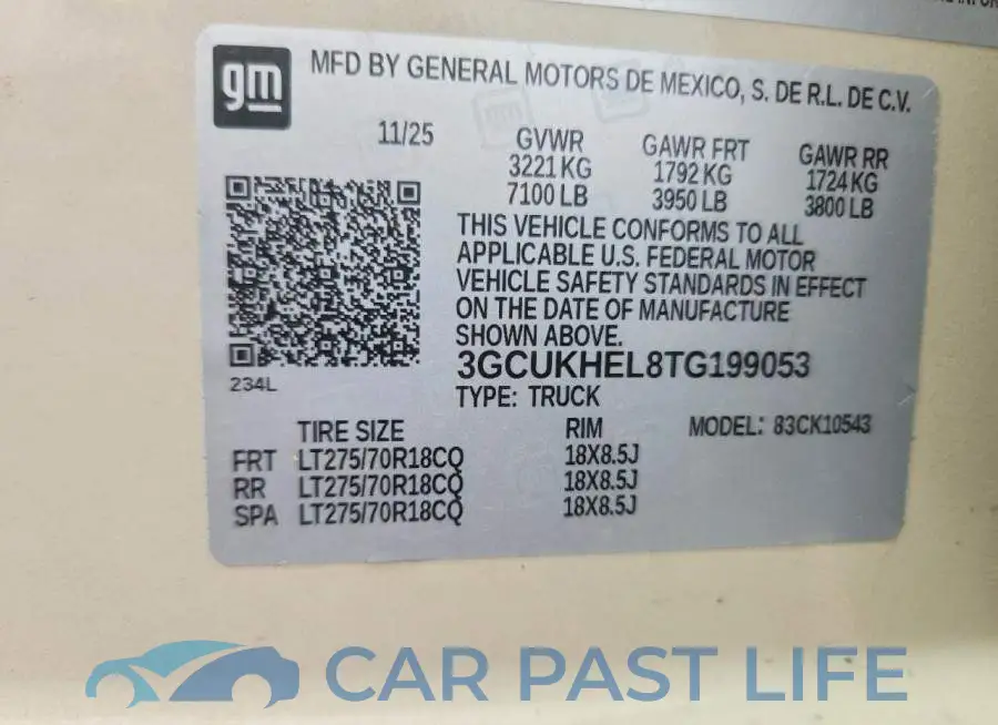 3GCUKHEL8TG199053# 12