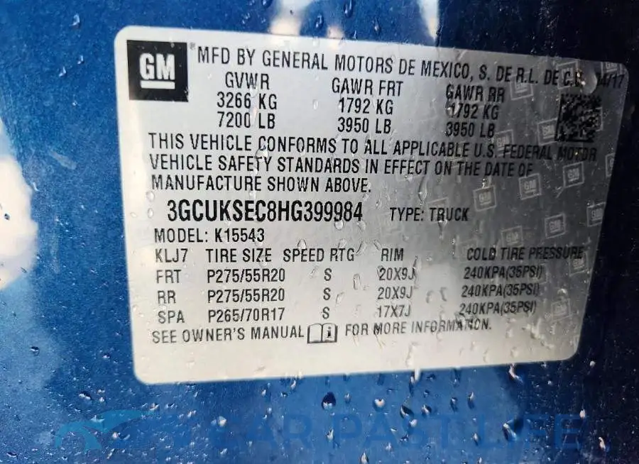 3GCUKSEC8HG399984# 13