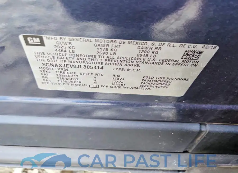 3GNAXJEV8JL305414# 13