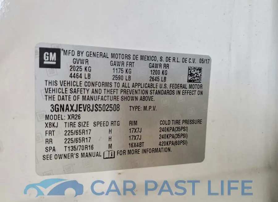 3GNAXJEV8JS502508# 13