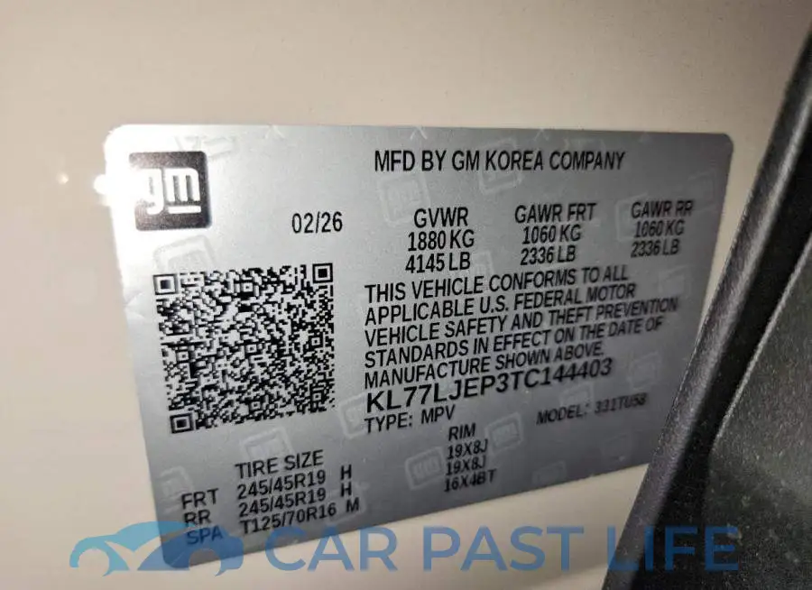 KL77LJEP3TC144403# 13