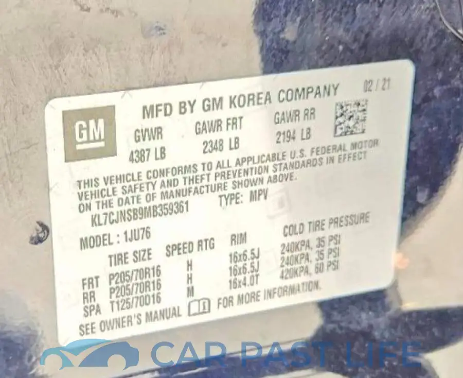 KL7CJNSB9MB359361# 12