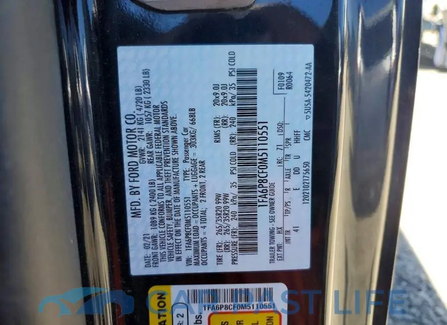 1FA6P8CF0M5110551# 12