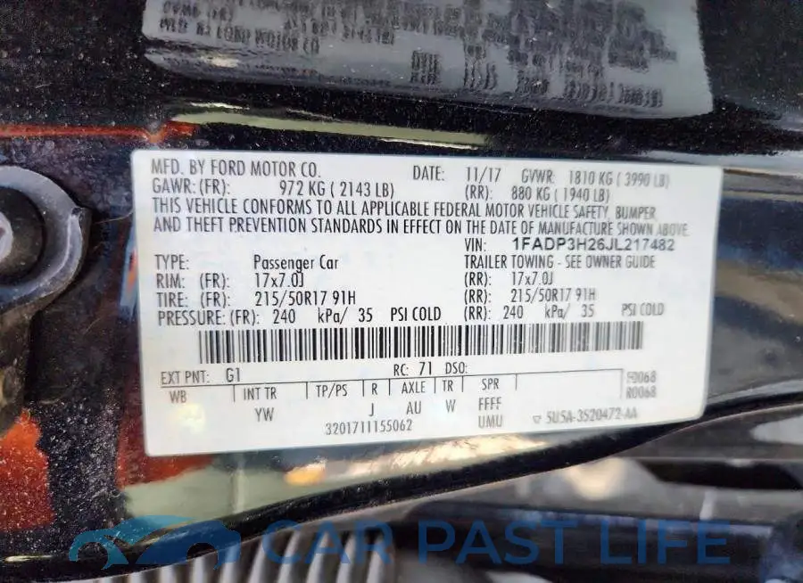1FADP3H26JL217482# 12