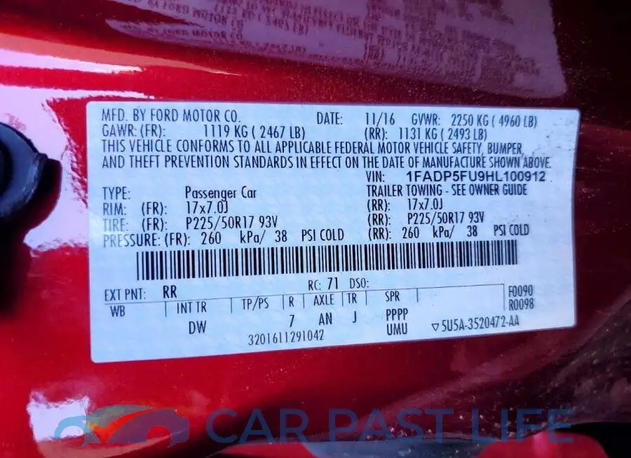 1FADP5FU9HL100912# 12