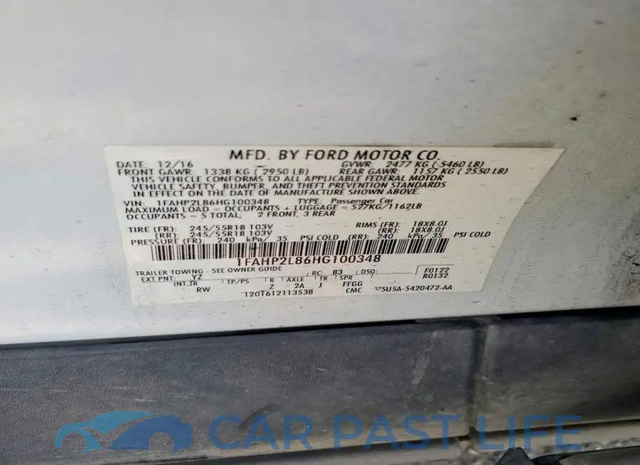 1FAHP2L86HG100348# 12