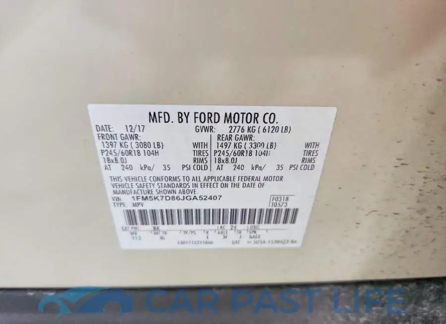 1FM5K7D86JGA52407# 13