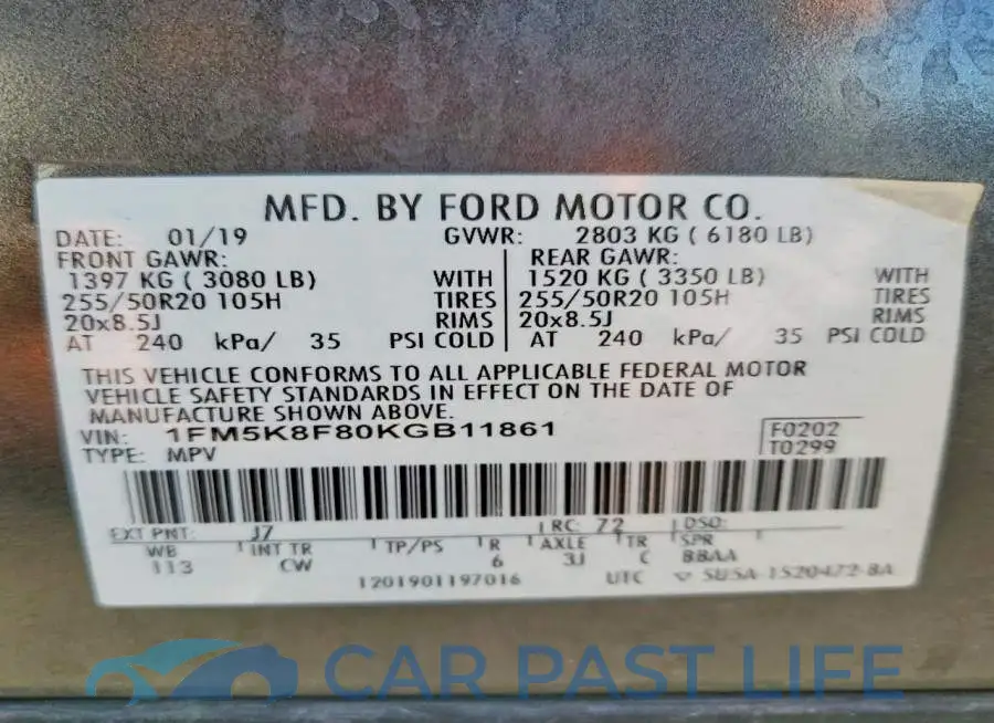 1FM5K8F80KGB11861# 13