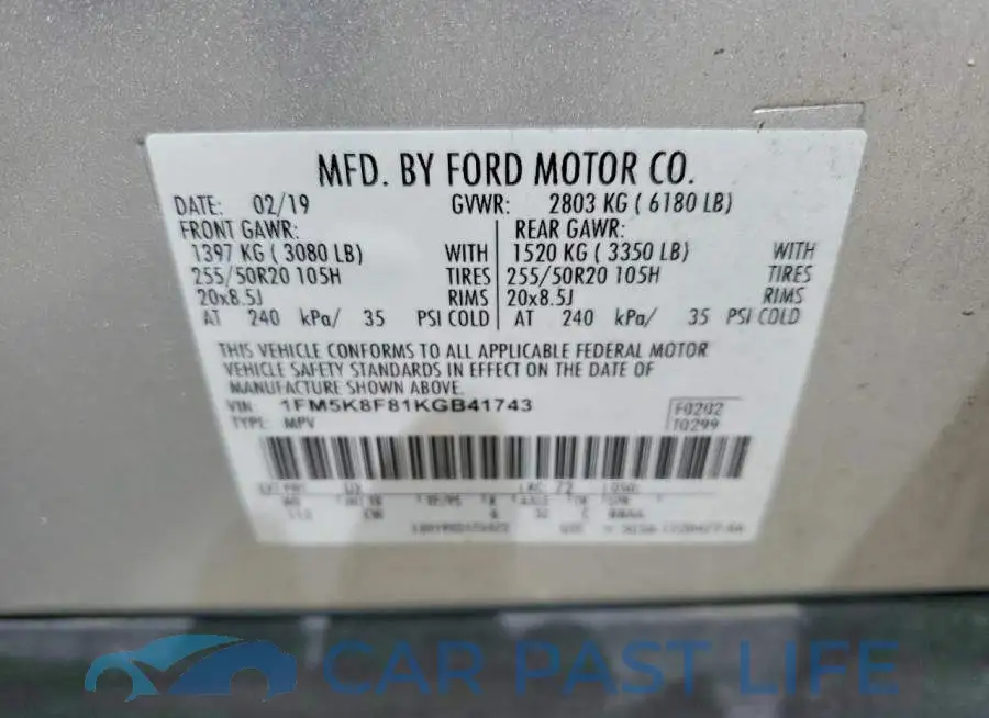 1FM5K8F81KGB41743# 13