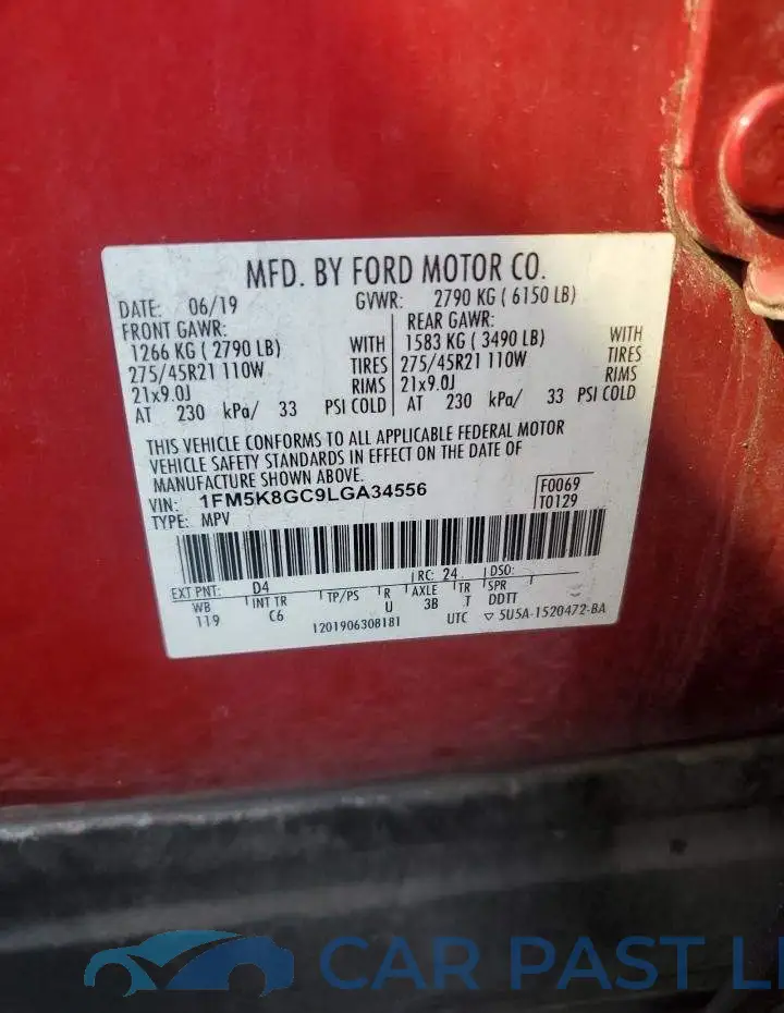 1FM5K8GC9LGA34556# 13