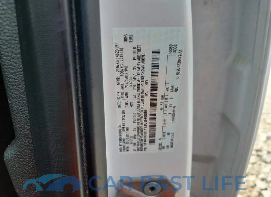 1FMCU0F71JUB46886# 13