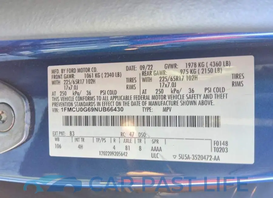 1FMCU0G69NUB66430# 13