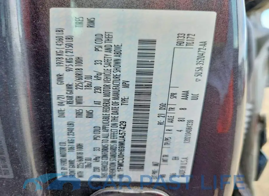 1FMCU0H69MUA57429# 13