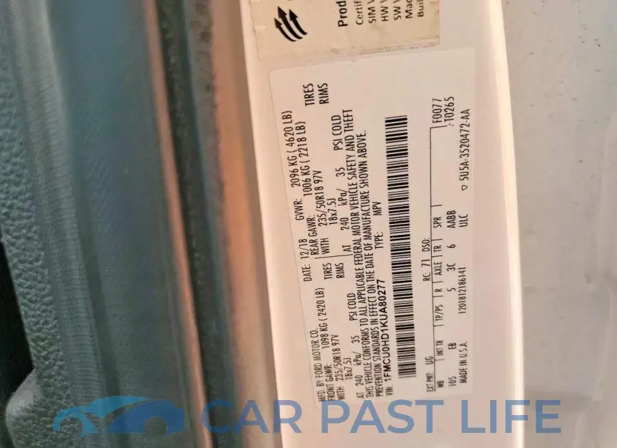 1FMCU0HD1KUA80277# 13