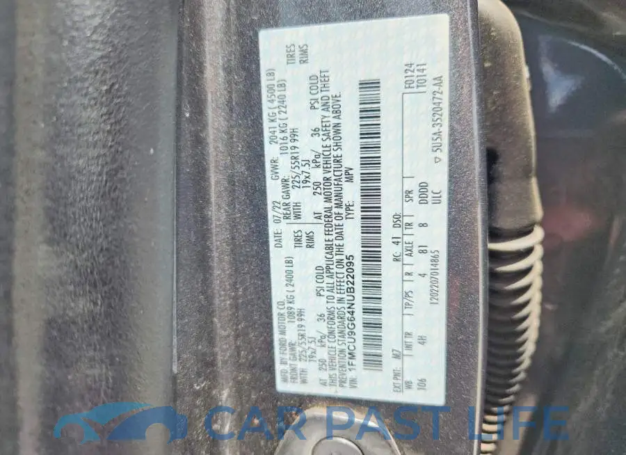 1FMCU9G64NUB22095# 14