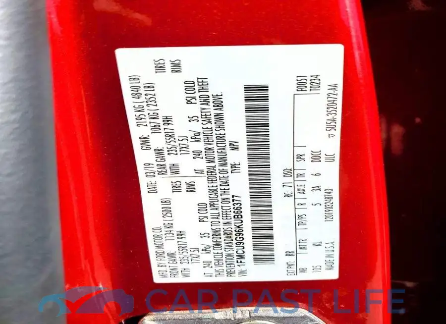 1FMCU9G96KUB66377# 12