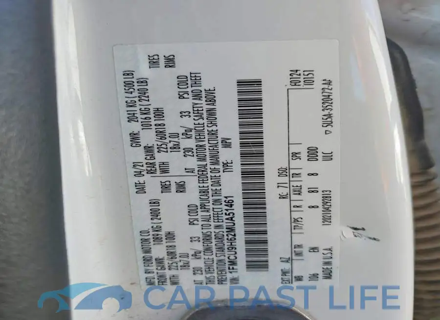 1FMCU9H62MUA51461# 13