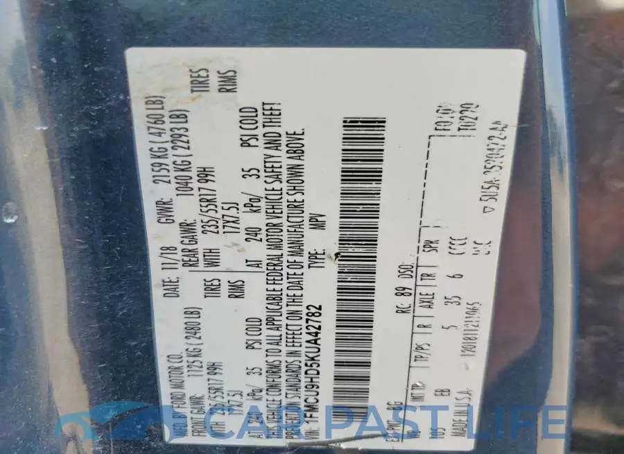 1FMCU9HD5KUA42782# 13