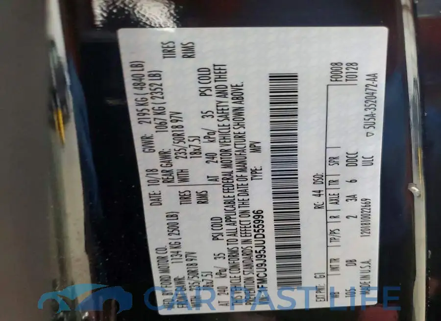 1FMCU9J95JUD55996# 14