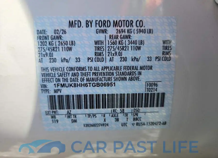 1FMUK8HH6TGB06951# 13