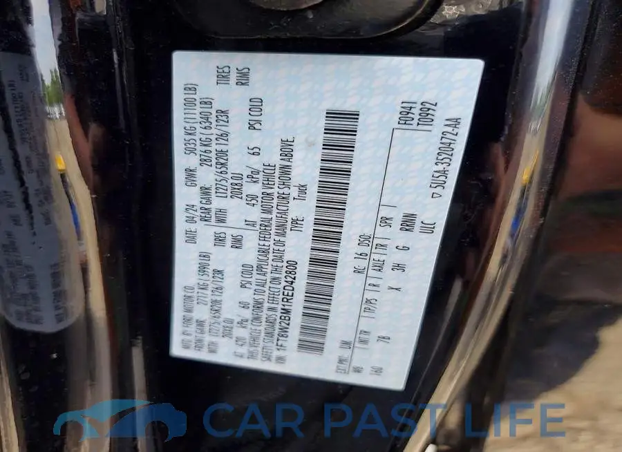 1FT8W2BM1RED42800# 12