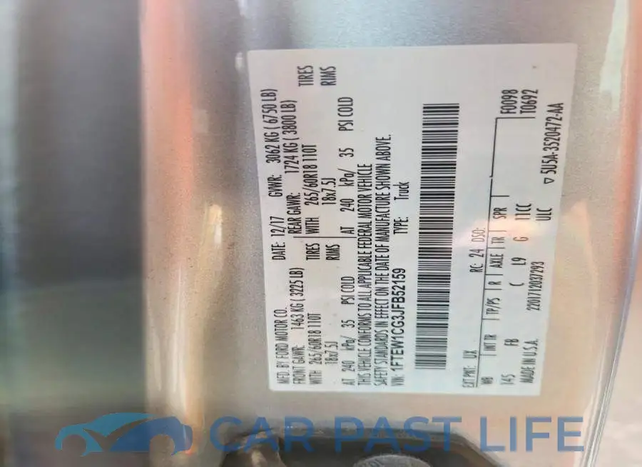 1FTEW1CG3JFB52159# 12