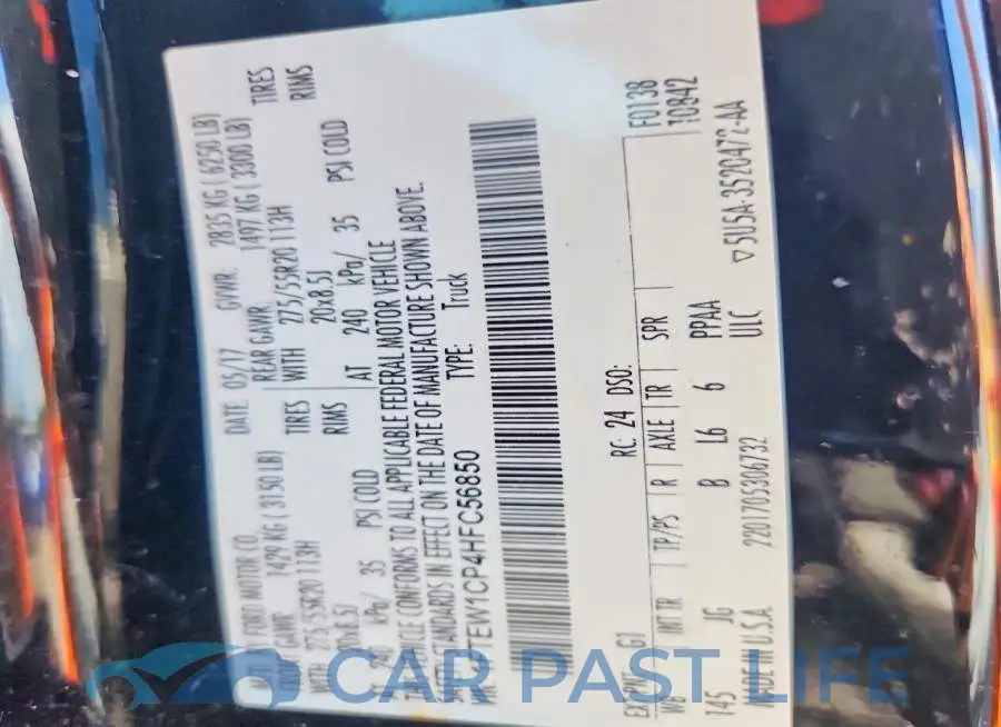 1FTEW1CP4HFC56850# 12