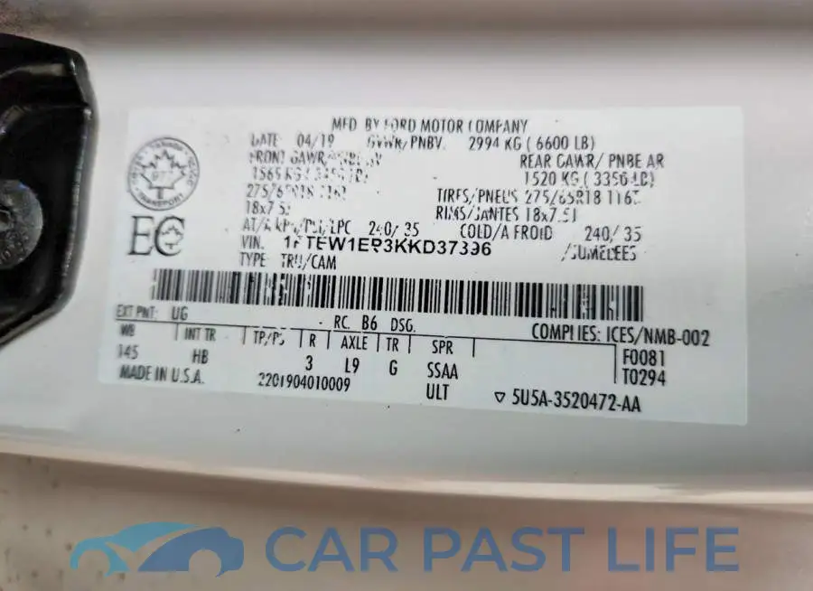 1FTEW1EP3KKD37396# 12