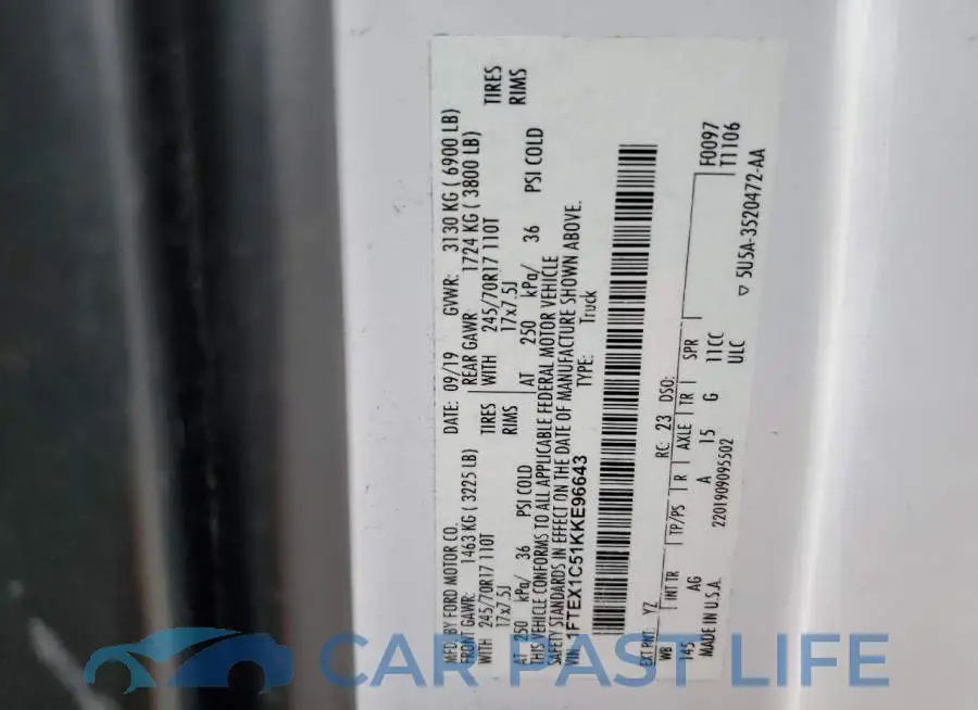 1FTEX1C51KKE96643# 12