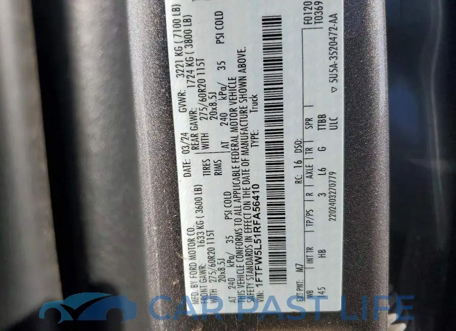 1FTFW5L51RFA56410# 12