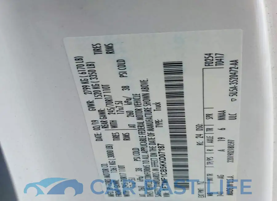1FTMF1CB5KKD07187# 13