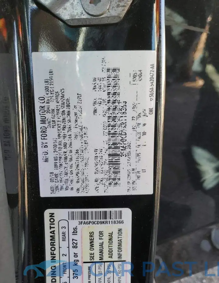 3FA6P0CD9KR118366# 12