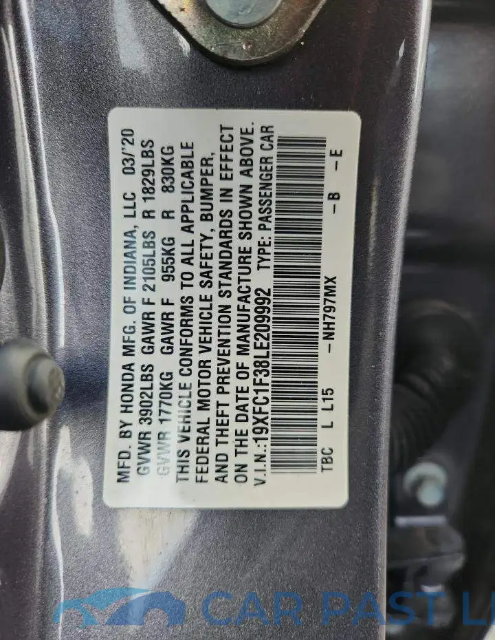 19XFC1F38LE209992# 12