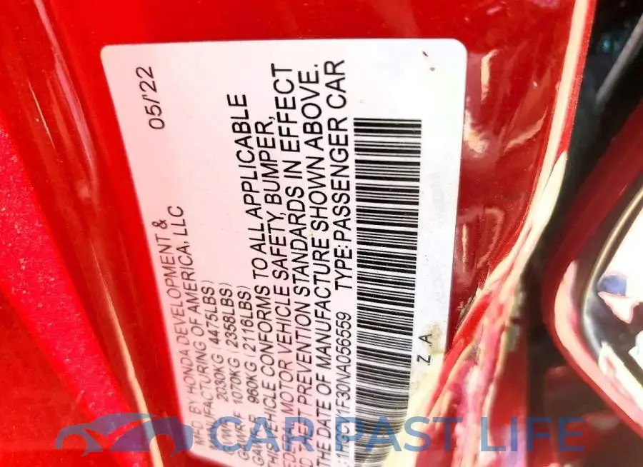 1HGCV1F30NA056559# 12