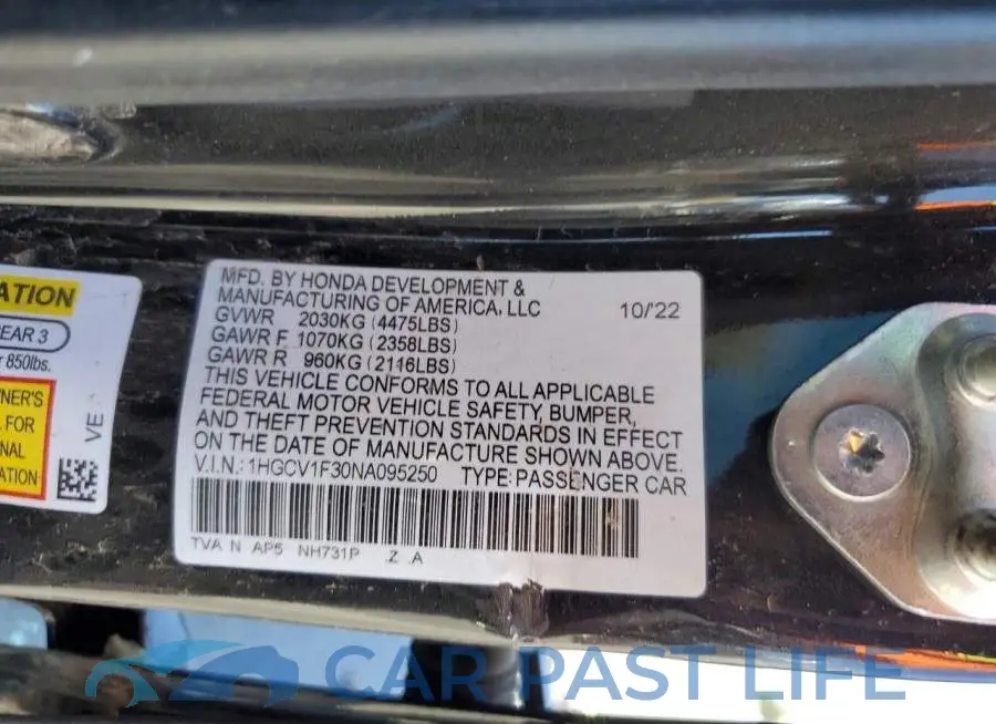 1HGCV1F30NA095250# 13