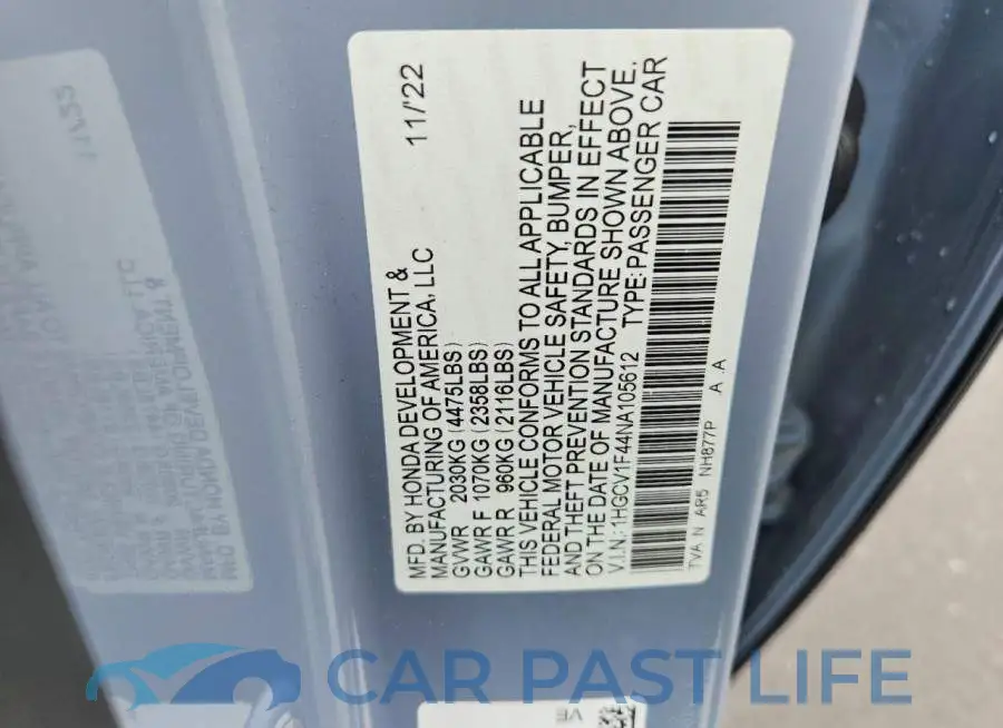 1HGCV1F44NA105612# 13