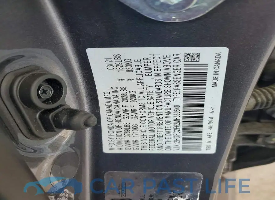2HGFC2F62MH550649# 12