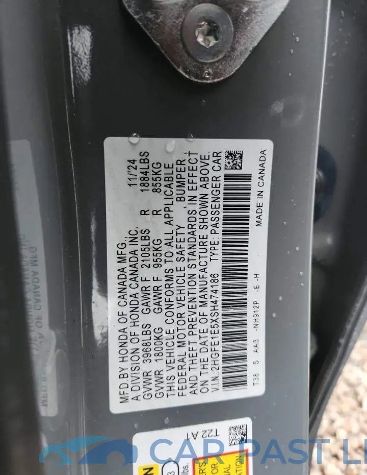 2HGFE1E5XSH474186# 12