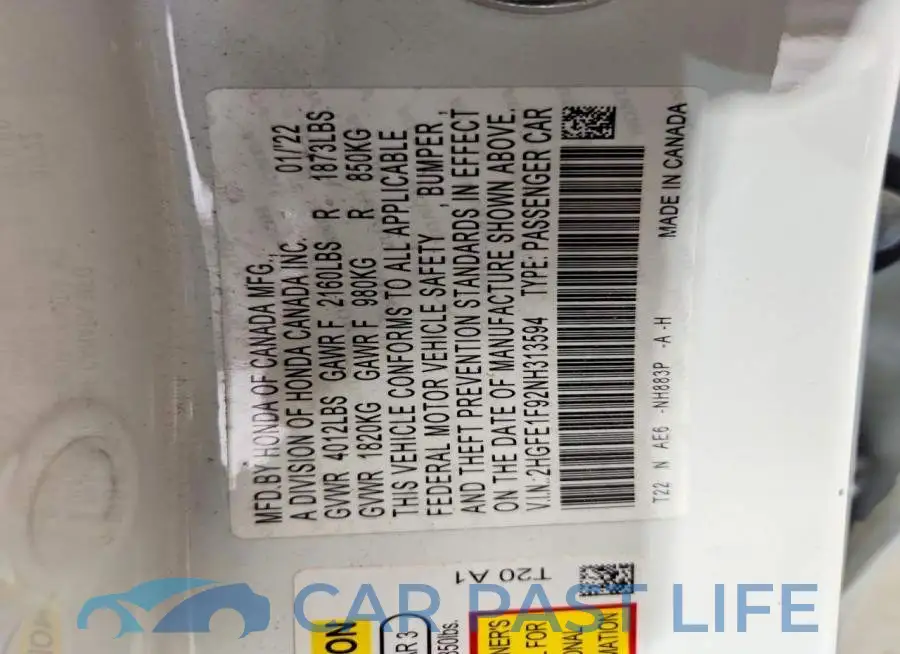 2HGFE1F92NH313594# 12