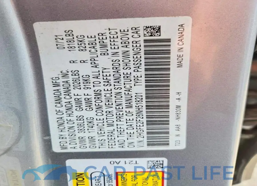 2HGFE2F26NH518201# 12