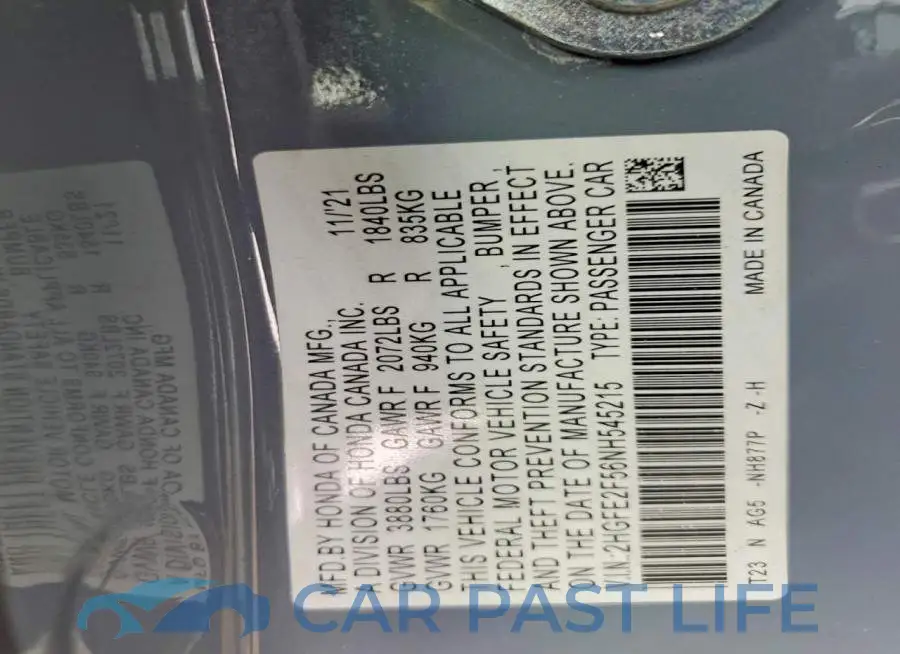 2HGFE2F56NH545215# 12