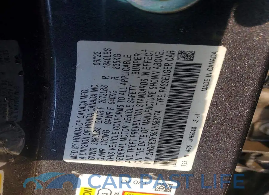2HGFE2F59NH589774# 12
